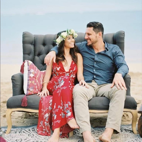 Adhira Aura Red Floral Maxi Dress w/Side Slits NWT - Picture 8 of 15